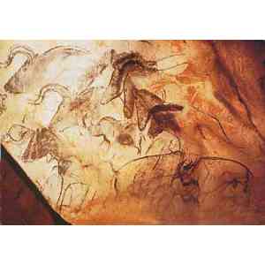 Click para ampliar. Pulsa en el nombre para ver la ficha. Caballos, rinocerontes y uros, cueva Chauvet (Francia).